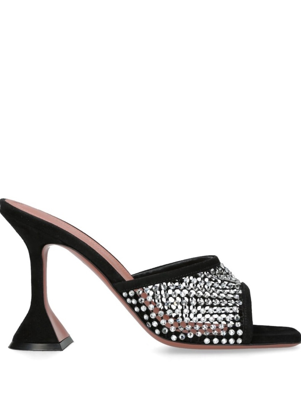 NEW… Amina Muaddi Black Crystal Embellished Open-Toe Mule